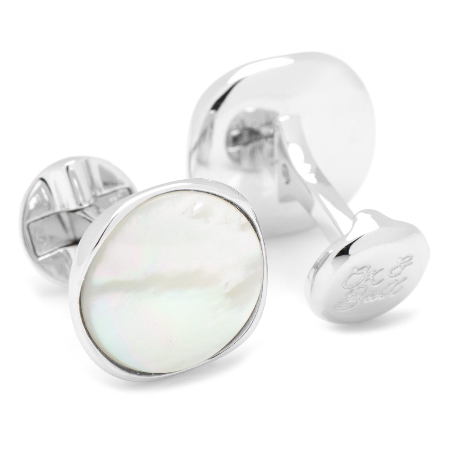 Sterling Silver Classic Formal Mother of Pearl Cufflinks by Cufflinks.com