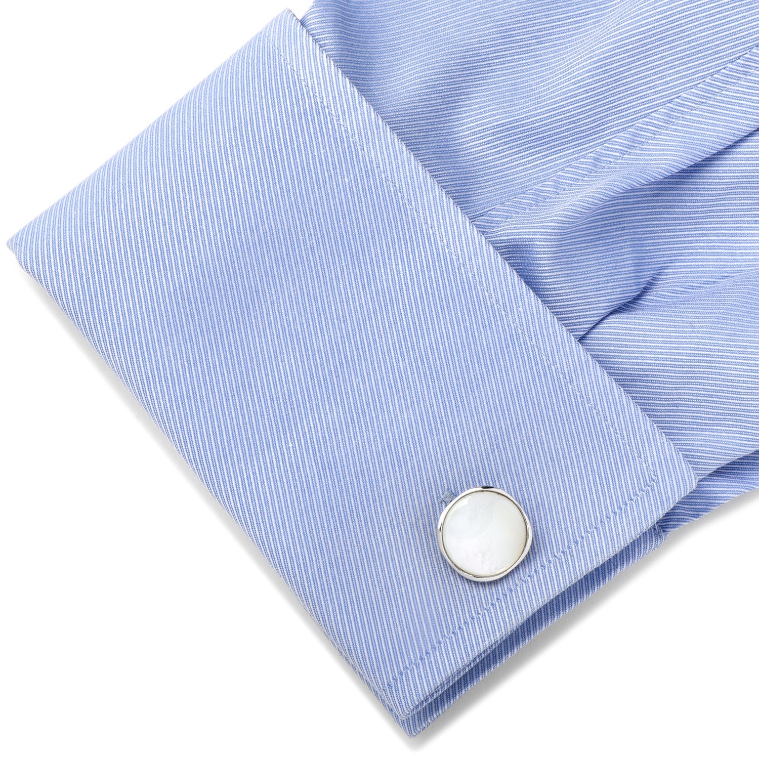 Sterling Silver Classic Formal Mother of Pearl Cufflinks by Cufflinks.com