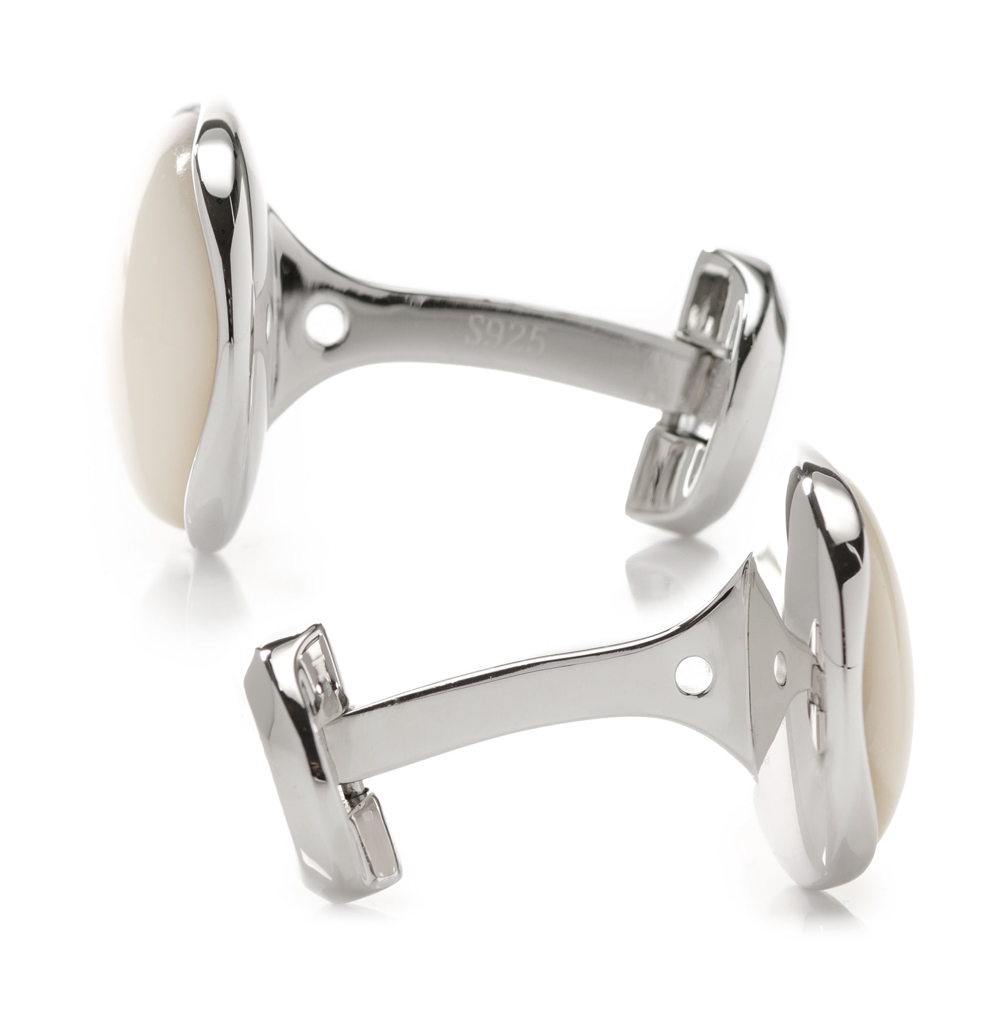 Sterling Silver Classic Formal Mother of Pearl Cufflinks by Cufflinks.com