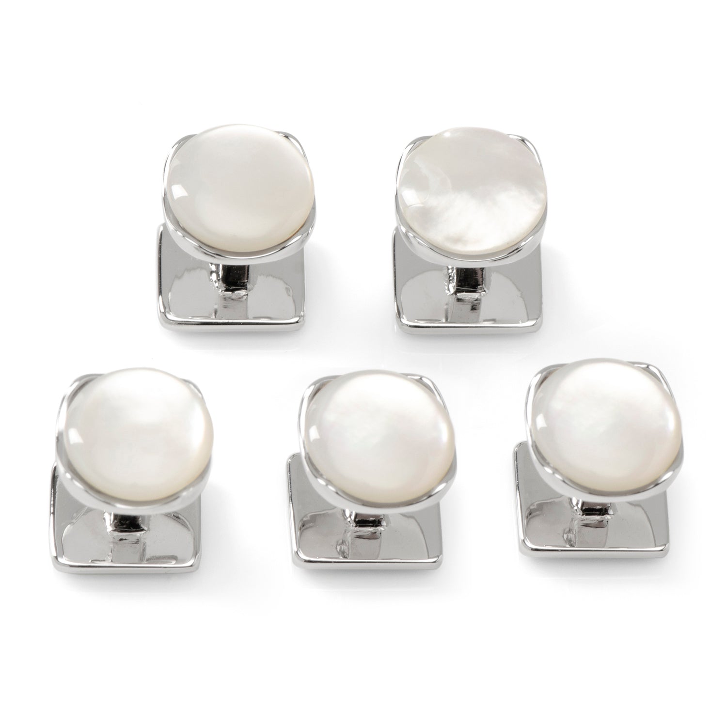 Sterling Silver Classic Formal Mother of Pearl 5-Stud Set by Cufflinks.com