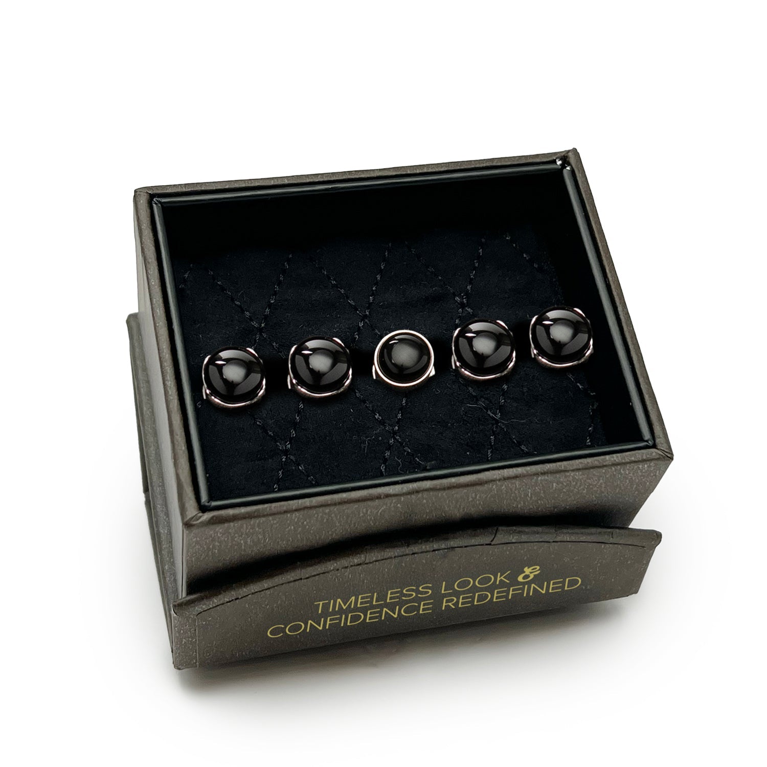 Sterling Silver Classic Formal Black Onyx 5-Studs by Cufflinks.com