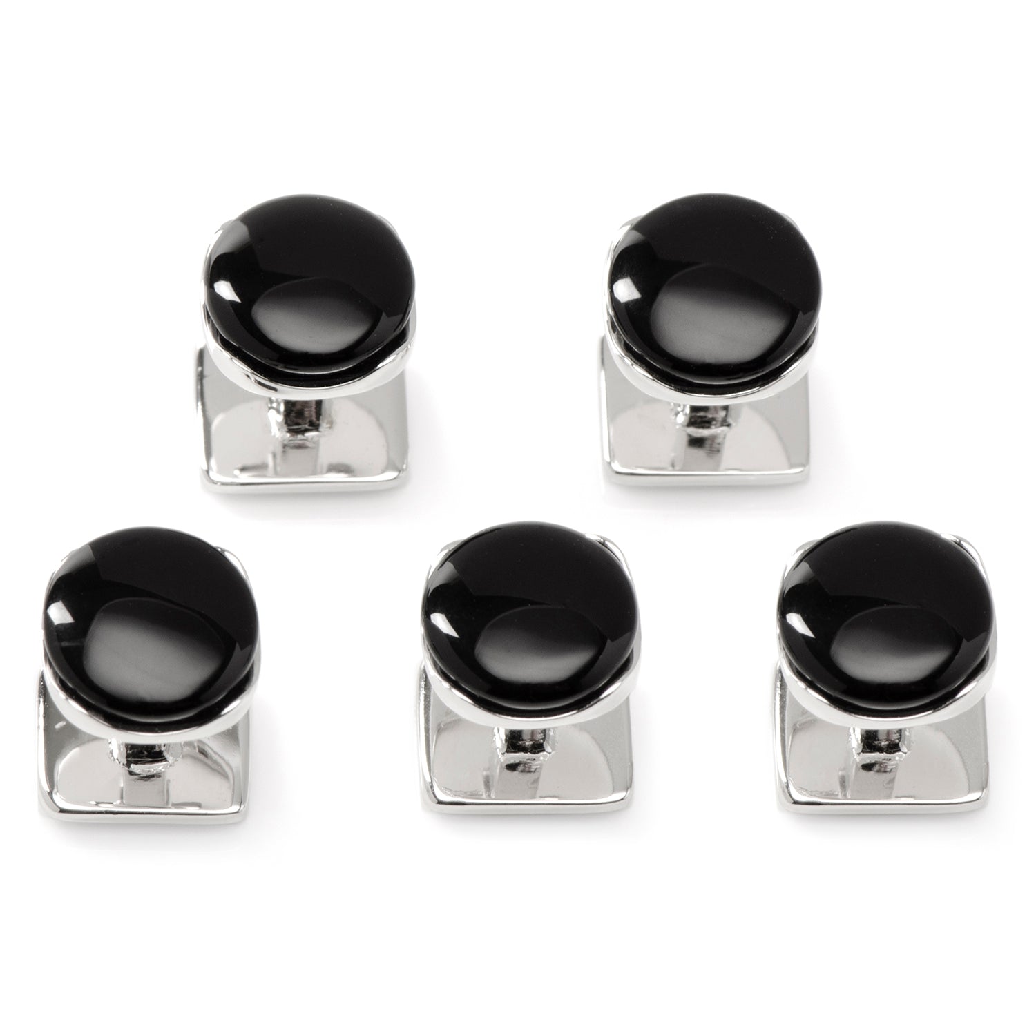 Sterling Silver Classic Formal Black Onyx 5-Studs by Cufflinks.com