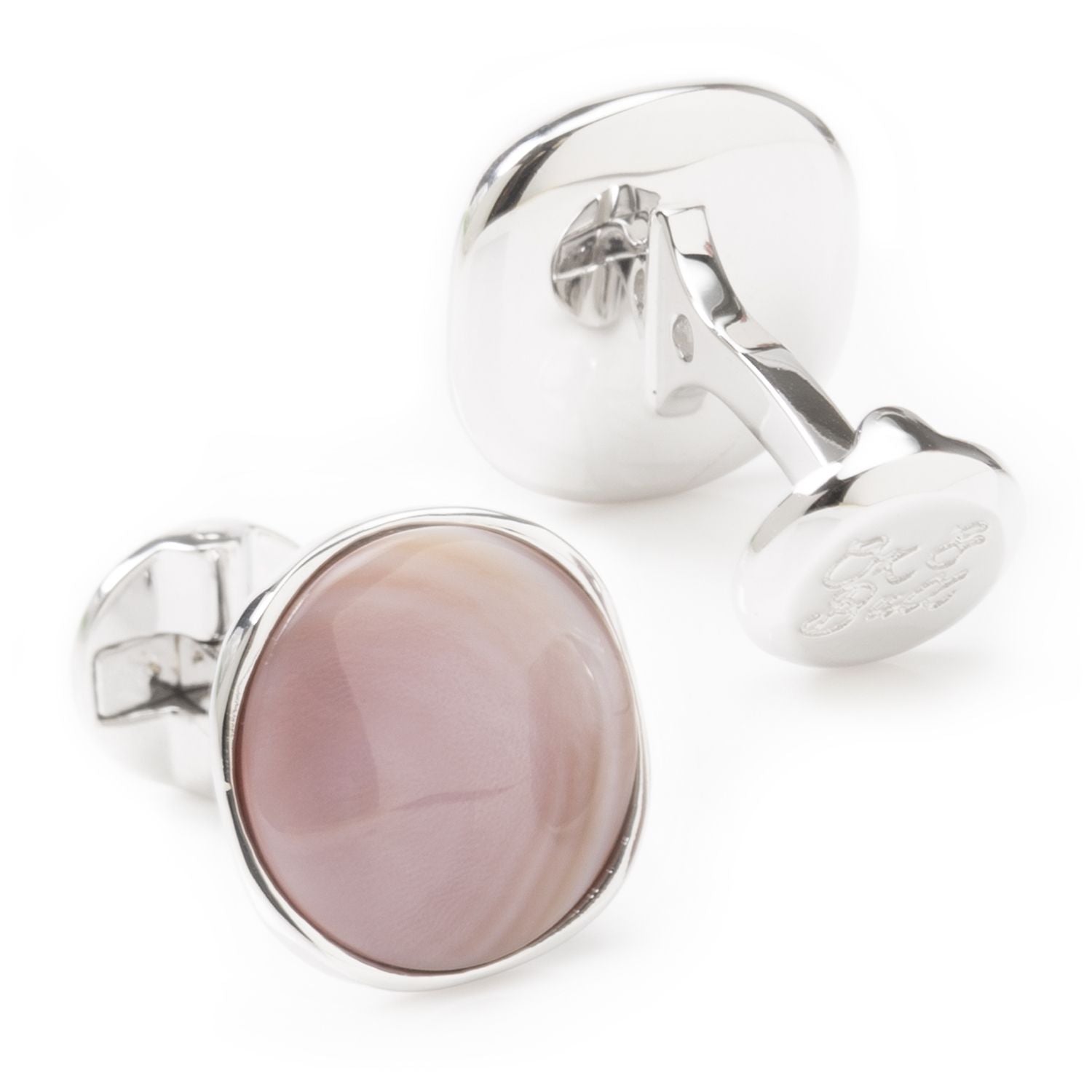 Sterling Silver Classic Formal Pink Mother of Pearl Cufflink by Cufflinks.com