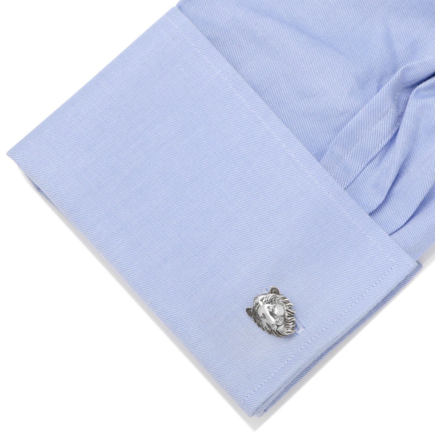 Sterling Silver Lion Head Cufflinks by Cufflinks.com