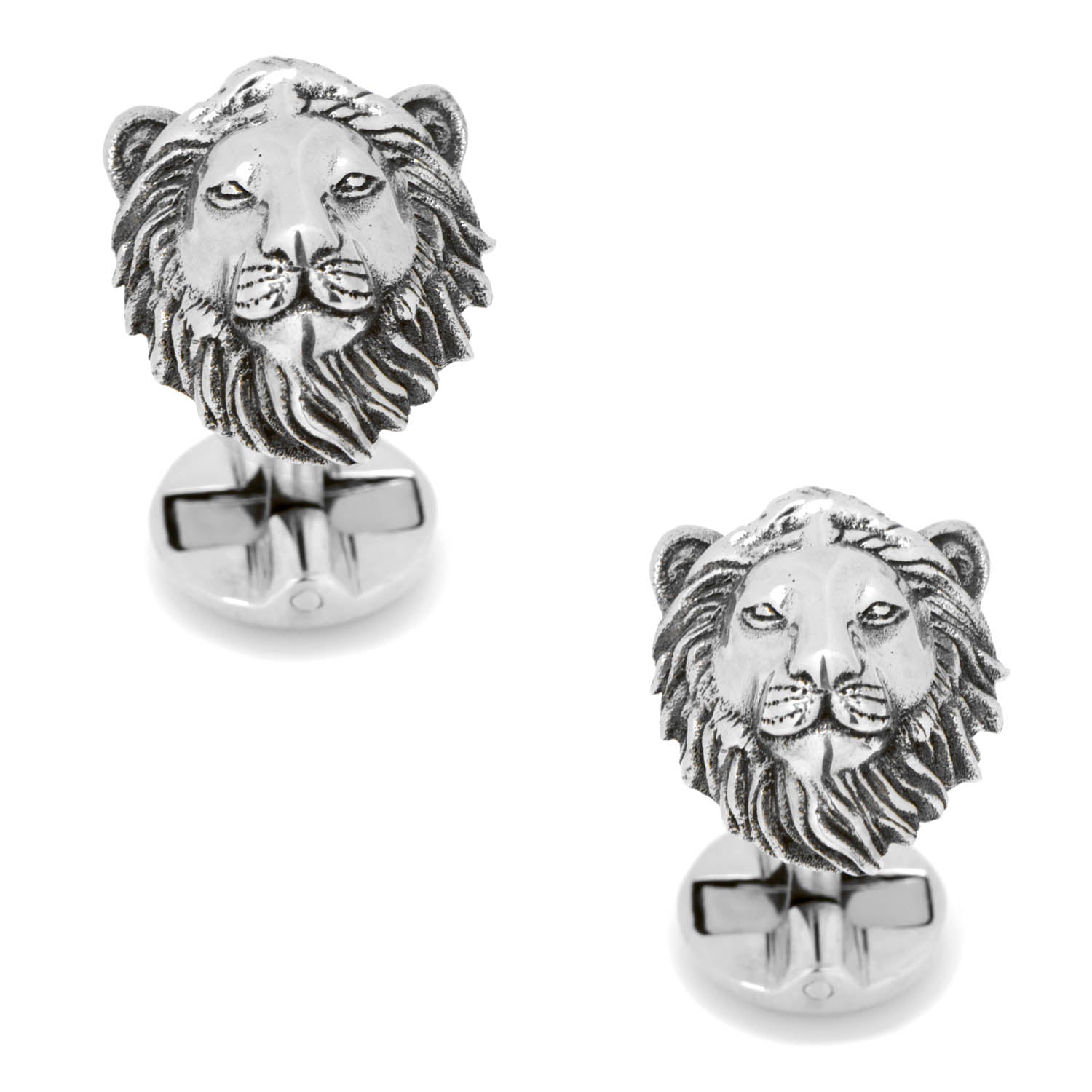Sterling Silver Lion Head Cufflinks by Cufflinks.com