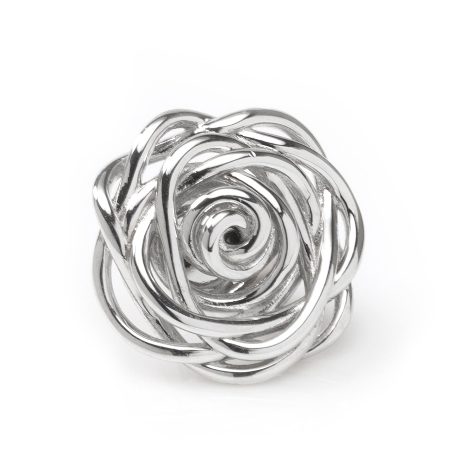 Sterling Silver Rhodium Plated Rose Lapel Pin DestGlow