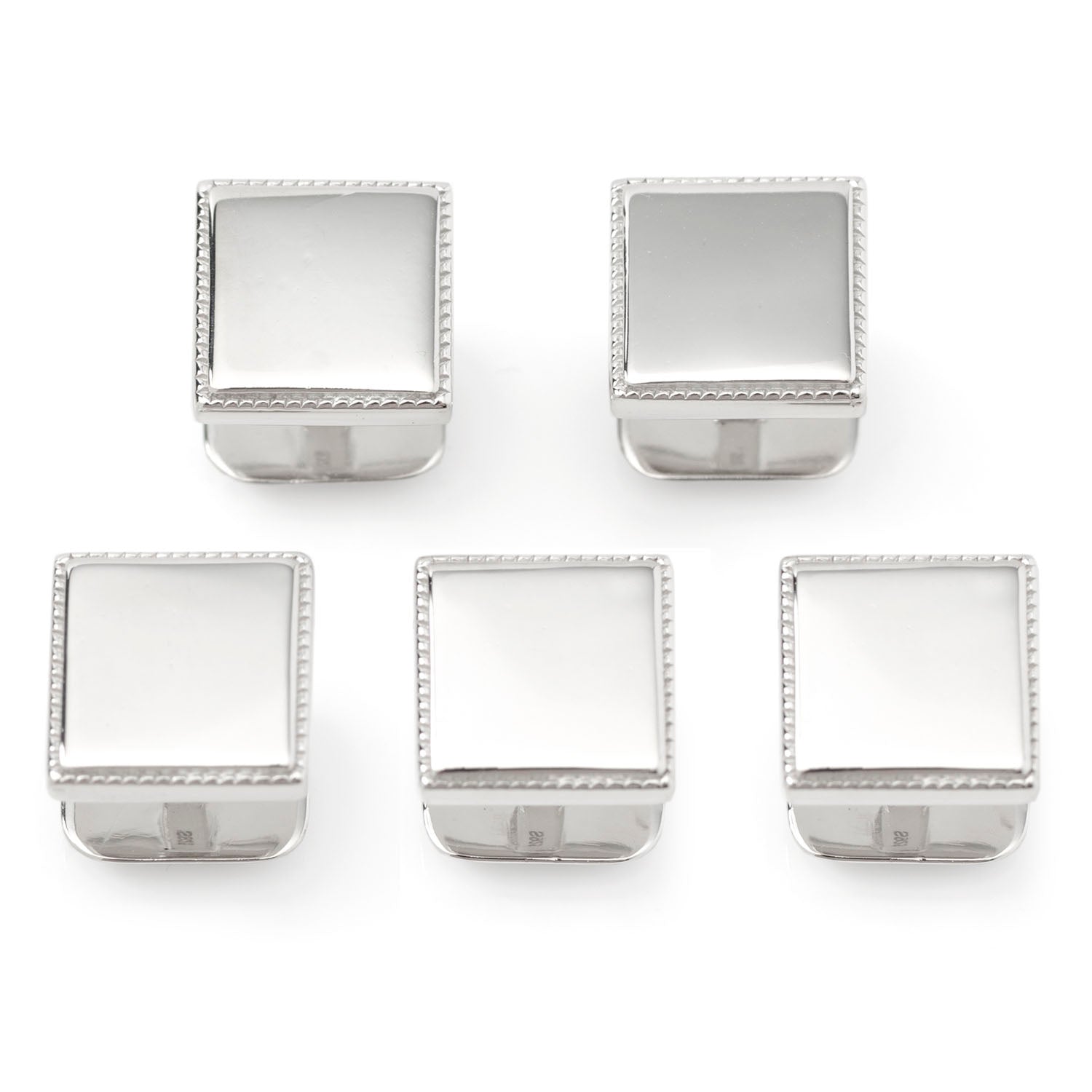 Sterling Silver Rope Square 5-Studs by Cufflinks.com