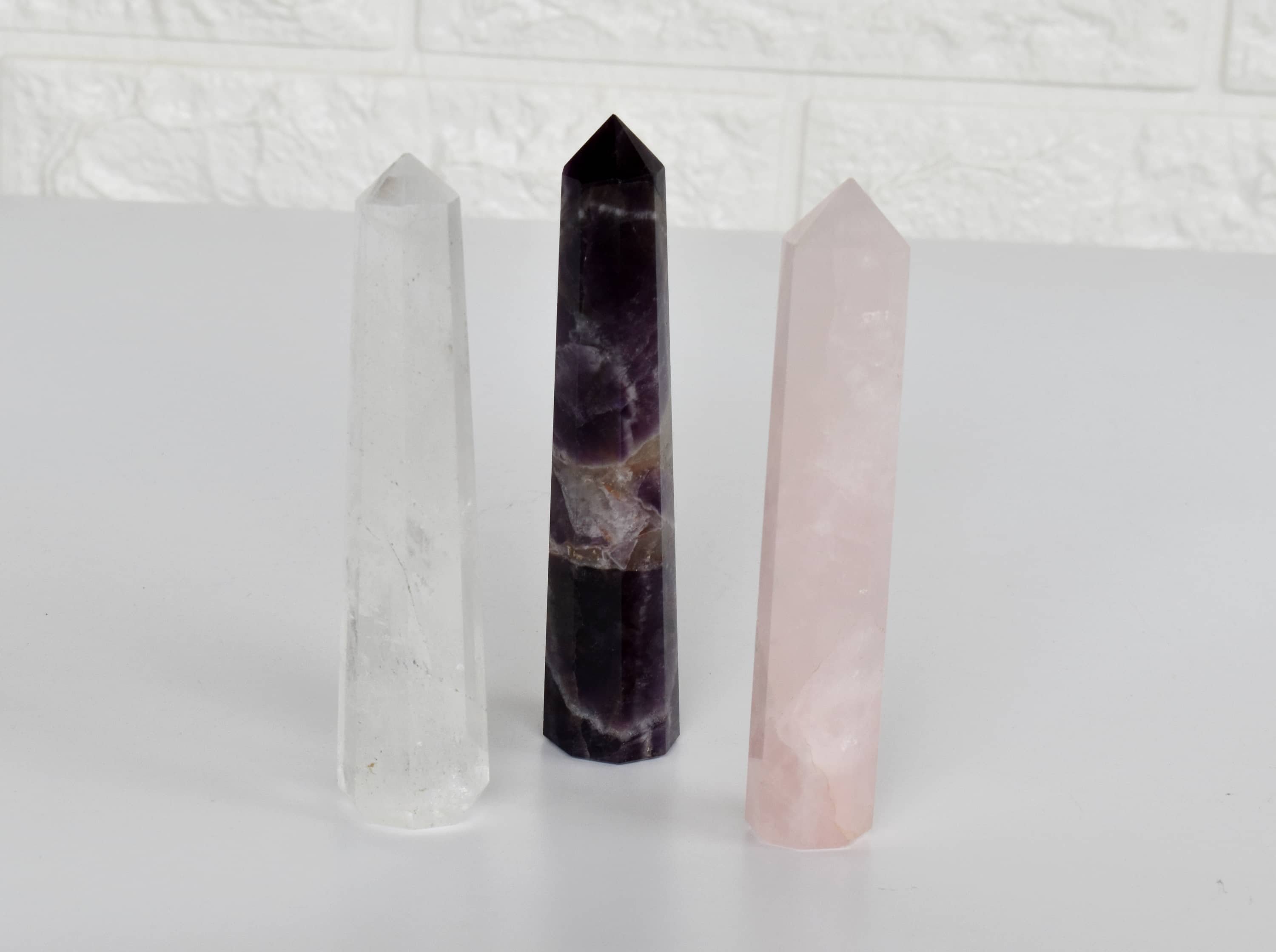 Pack of 3 Natural Crystal Tower Points, Genuine Quartz Crystal Wands DestGlow