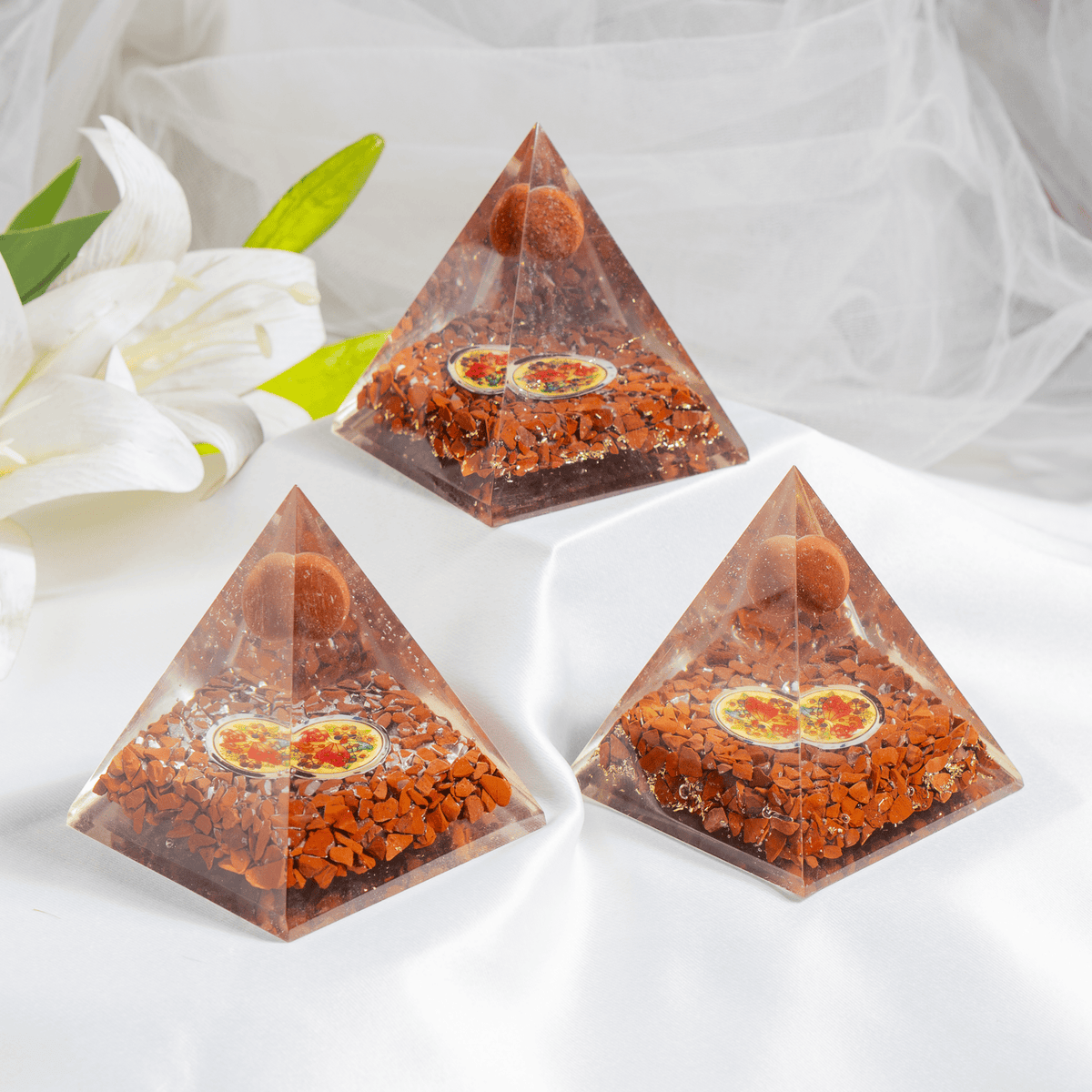 Red Jasper Orgone Pyramid, Crystal Energy Pyramid DestGlow