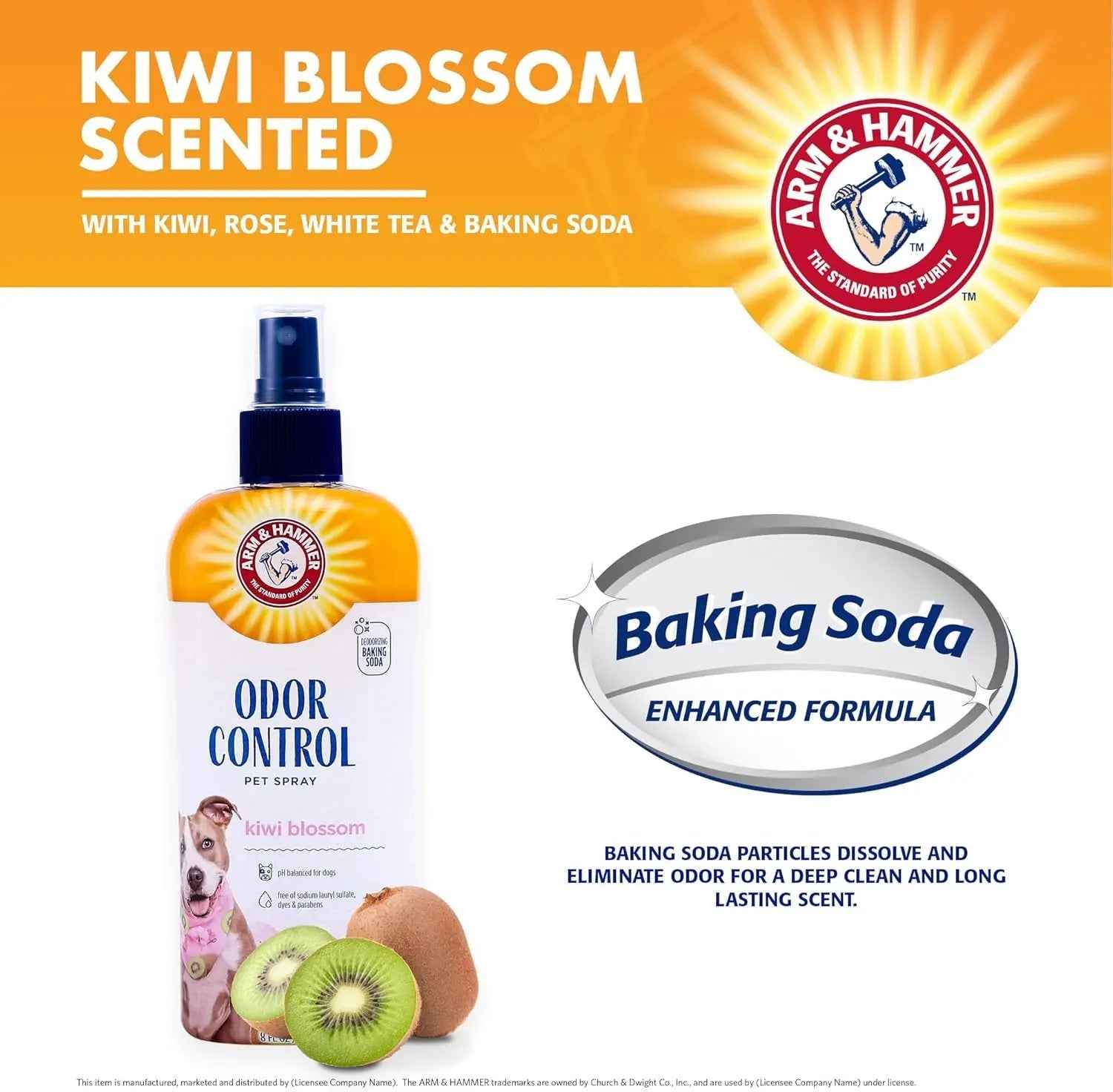 Arm & Hammer for Pets Super Deodorizing Spray for Dogs | Best Odor Eliminating Spray for All Dogs & Puppies | Fresh Kiwi Blossom Scent That Smells Great, 8 Ounces