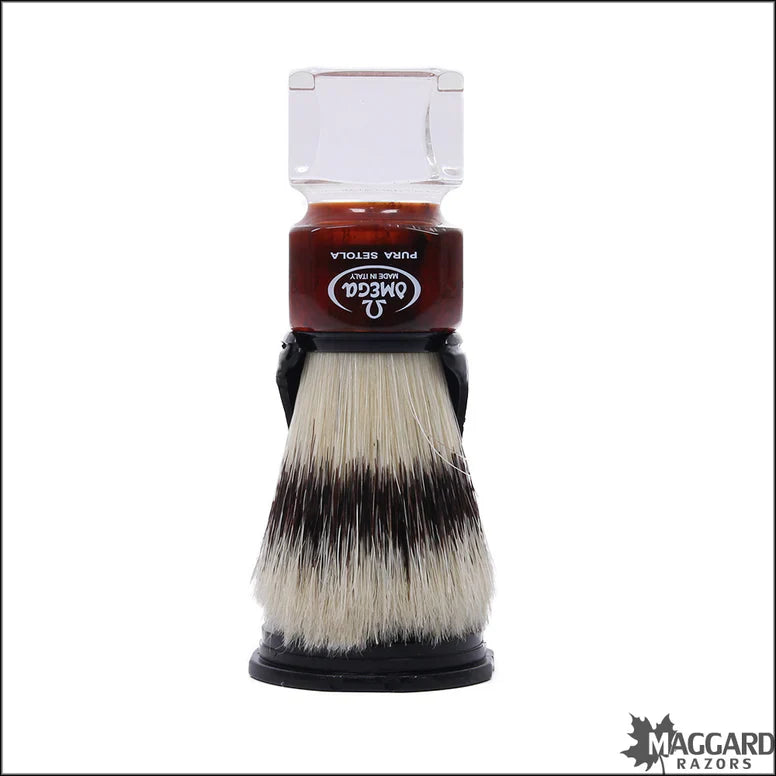 Omega Deluxe Boar Shaving Brush W/stand 81025 Faceted Red/clear by Pasteur Pharmacy