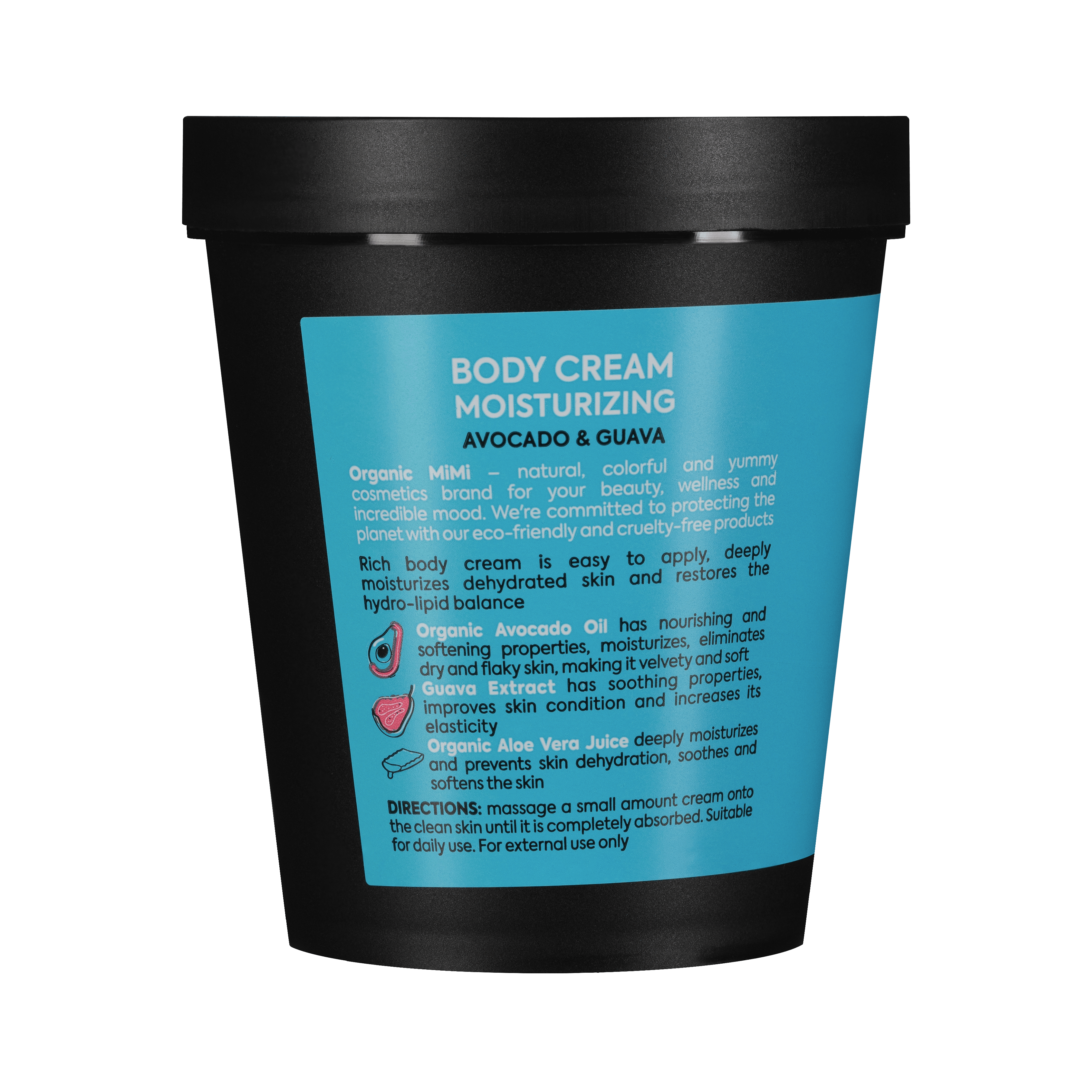 Organic Mimi, Body Cream Moisturizing Avocado & Guava, 200 ml by Damask Rose