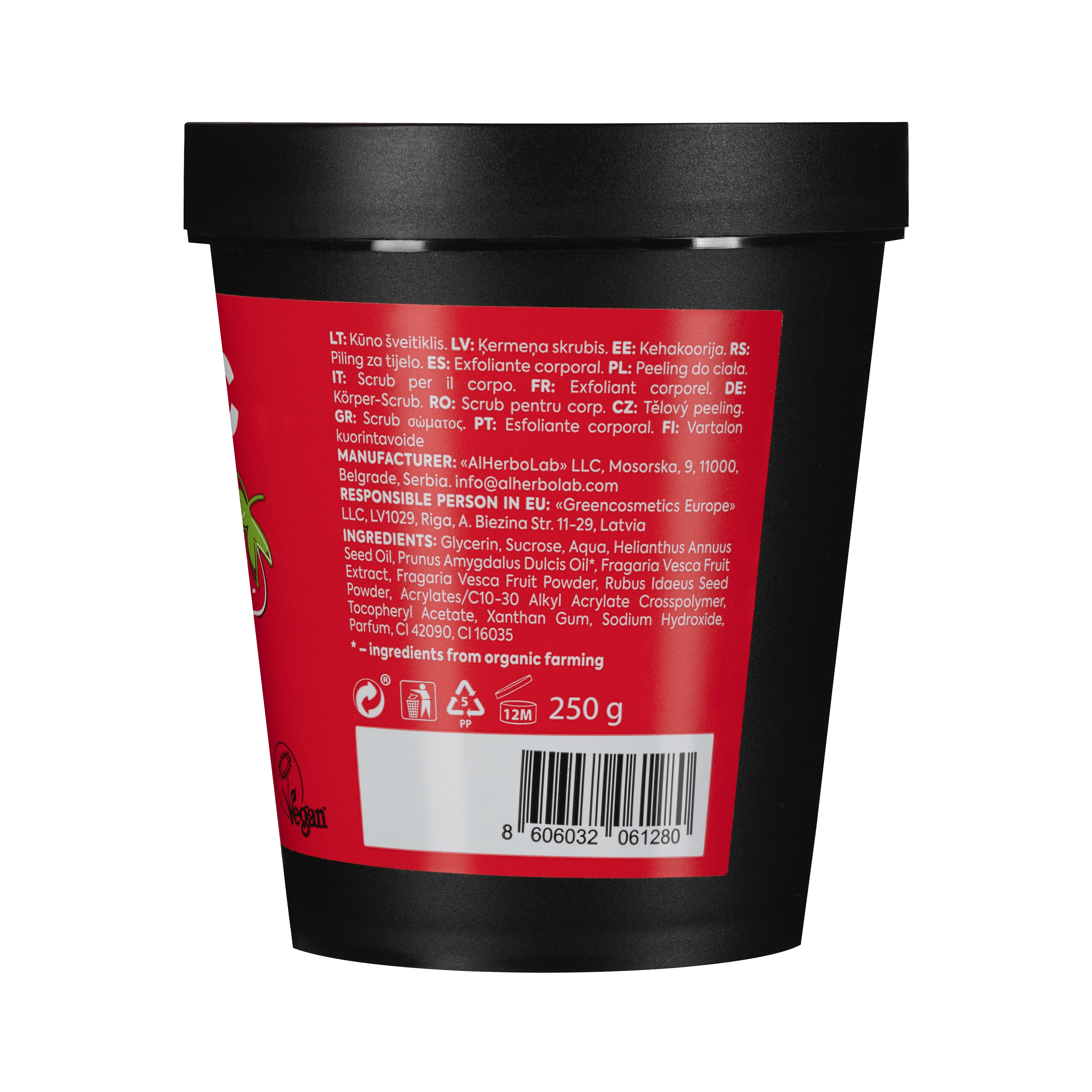 Organic Mimi, Body Scrub Jam Almond & Strawberry, 250 g by Damask Rose