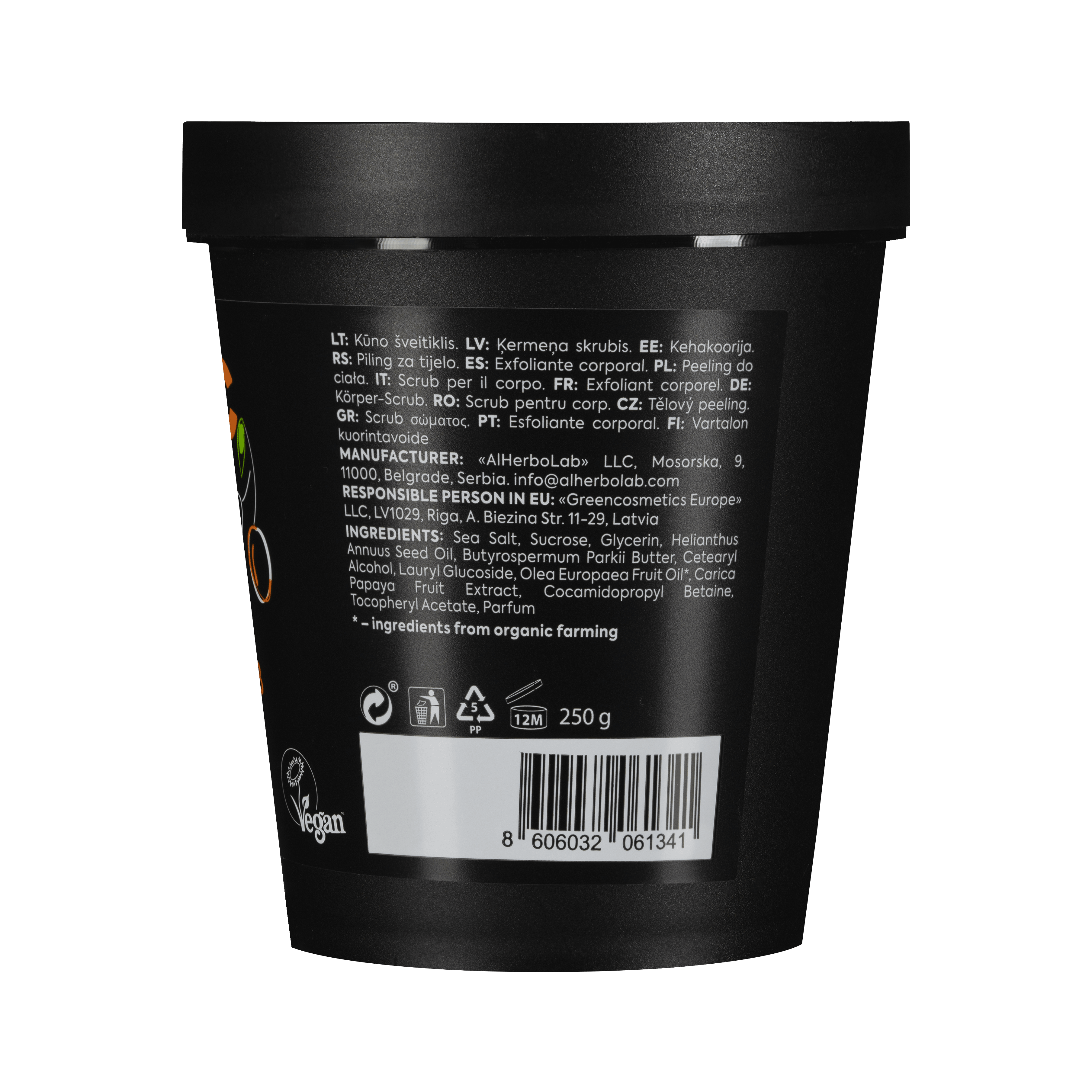 Organic Mimi, Body Scrub Renewing Olive & Papaya, 250 g by Damask Rose