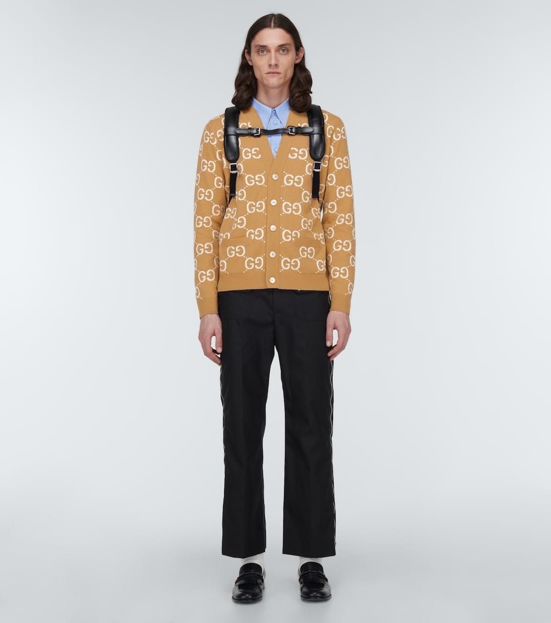 Gucci Men Gg Jacquard Wool Cardigan