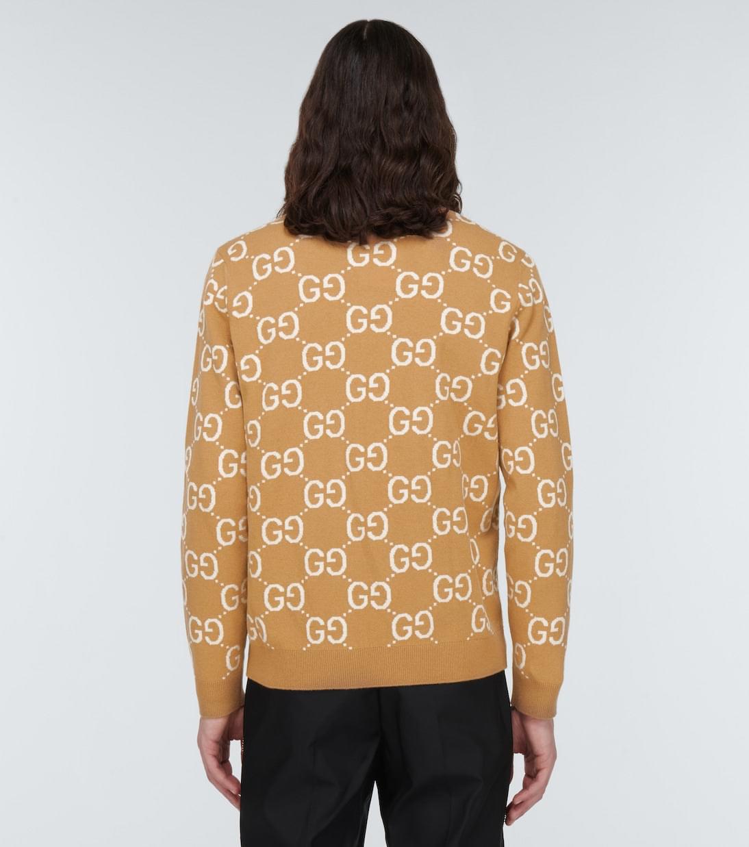 Gucci Men Gg Jacquard Wool Cardigan