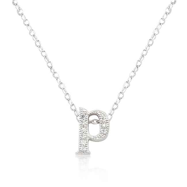 Avera Micro-Pave Initial P Pendant In Sterling Silver