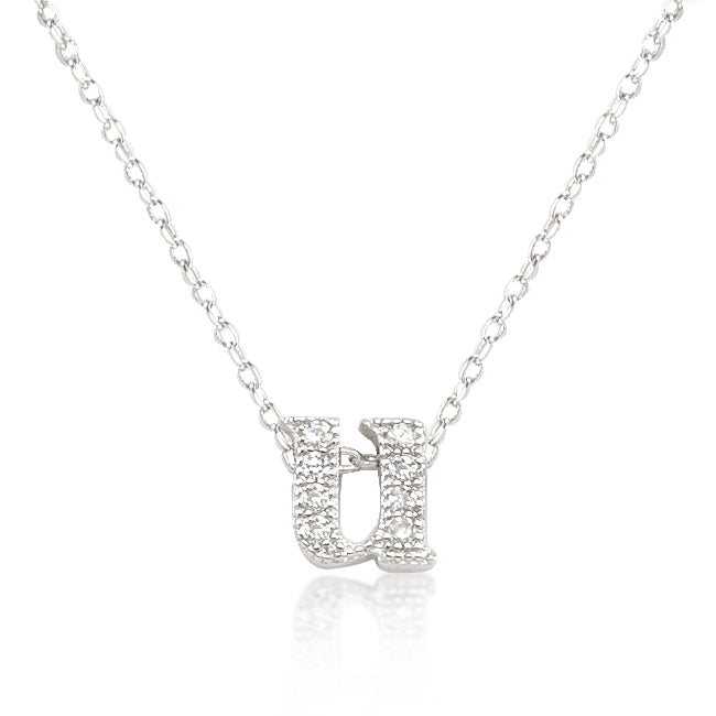 Avera Micro-Pave Initial U Pendant In Sterling Silver