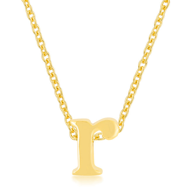 Avera Initial R Pendant Necklace In Polished Gold Finish