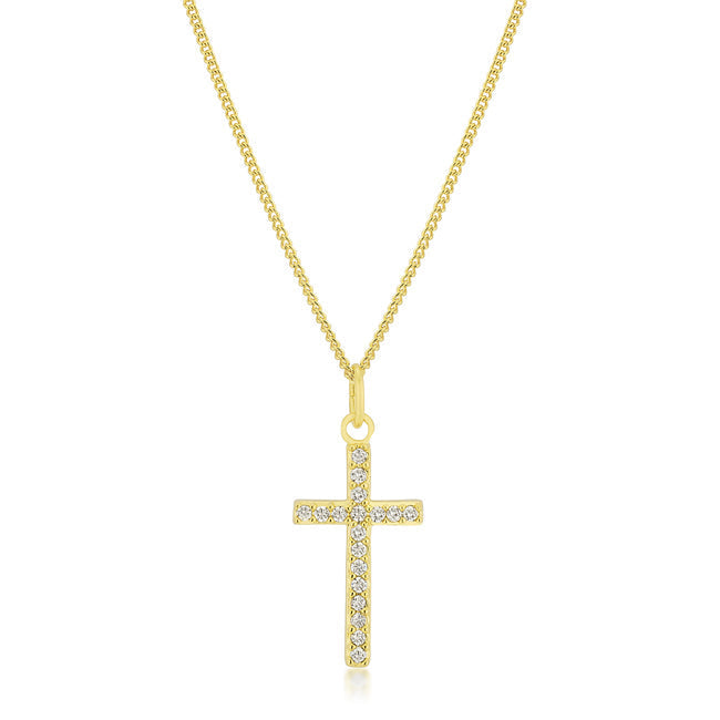 Avera Minimalist Simple Cross Pendant Necklace in Gold