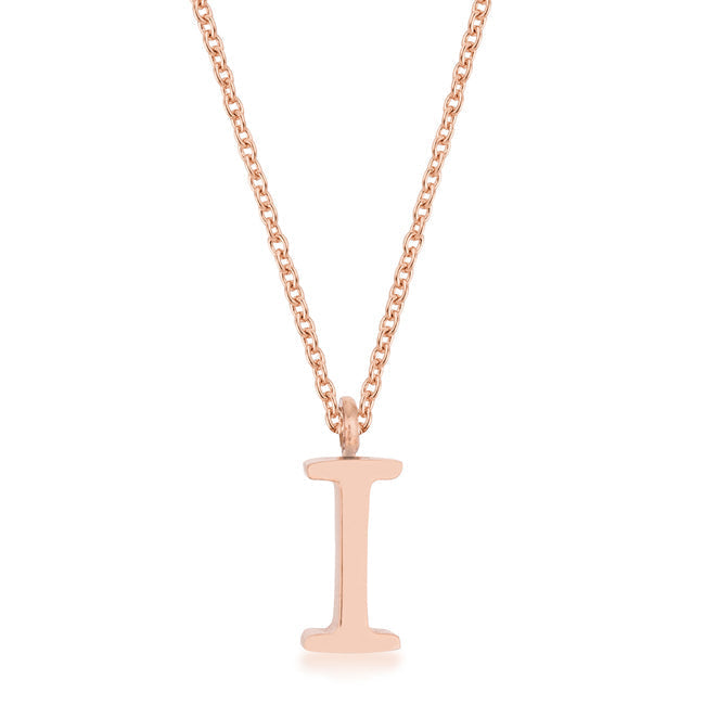 Avera Elaina Stainless Steel I Initial Necklace Gold Tone
