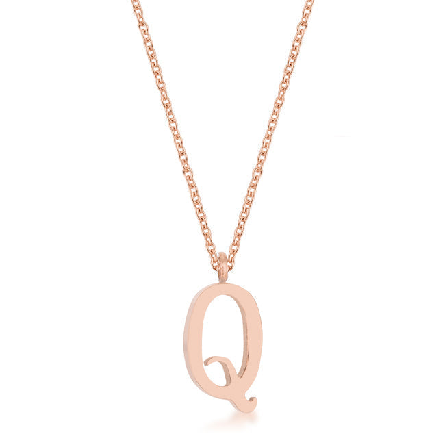 Avera Elaina Stainless Steel Q Initial Necklace Gold