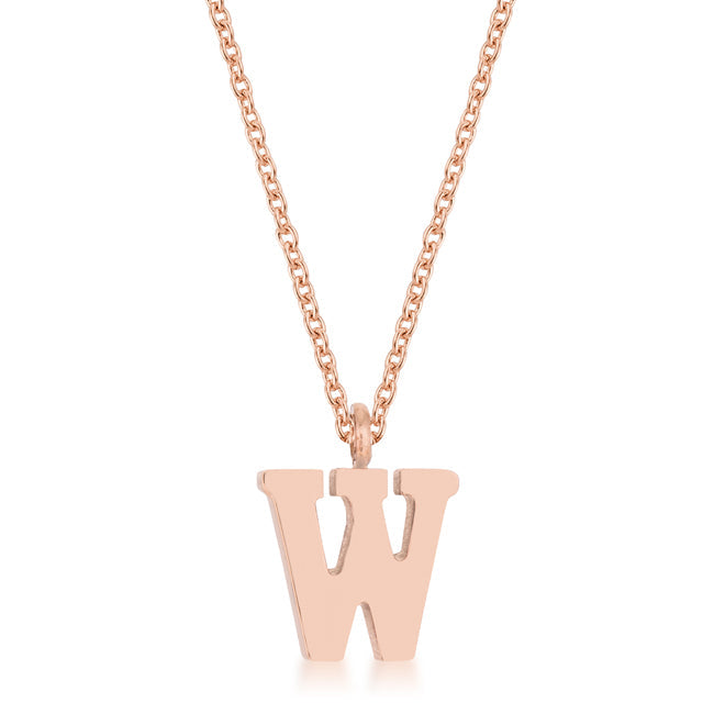 Avera Elaina Stainless Steel W Initial Necklace Gold Tone DestGlow