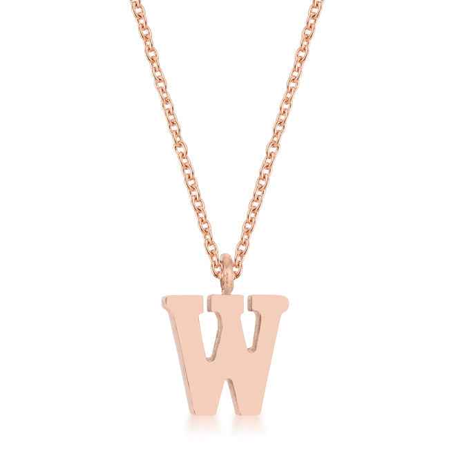 Avera Elaina Stainless Steel W Initial Necklace Gold Tone