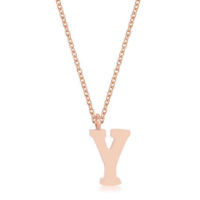 Avera Elaina Stainless Steel Y Initial Necklace Gold DestGlow