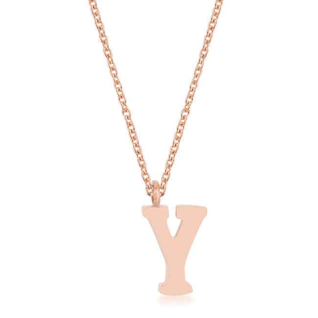 Avera Elaina Stainless Steel Y Initial Necklace Gold