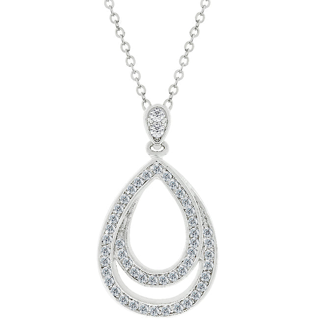 Avera Evening Teardrop Pendant In Polished Silver