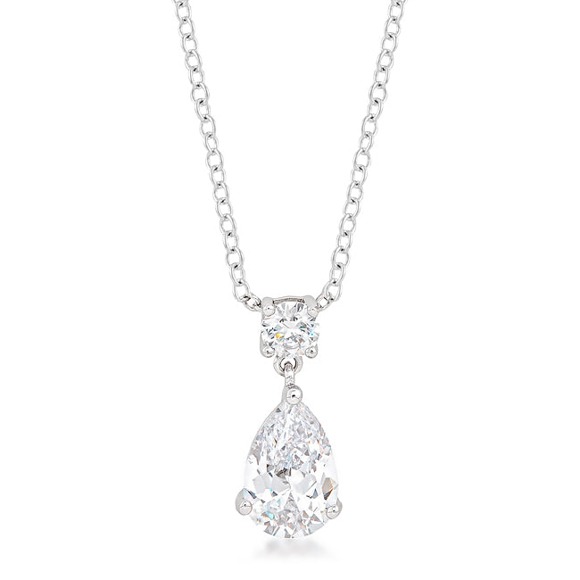 Avera Chandelier Pear Cubic Zirconia Pendant Necklace DestGlow