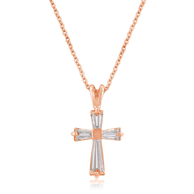 Avera Elegant Minimalist Cross Necklace In Pink