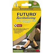FUTURO Revitalizing Ultra Sheer Knee Highs for Women, Mild Compression 15-20 mmHg, Nude, Large, 1 Pair