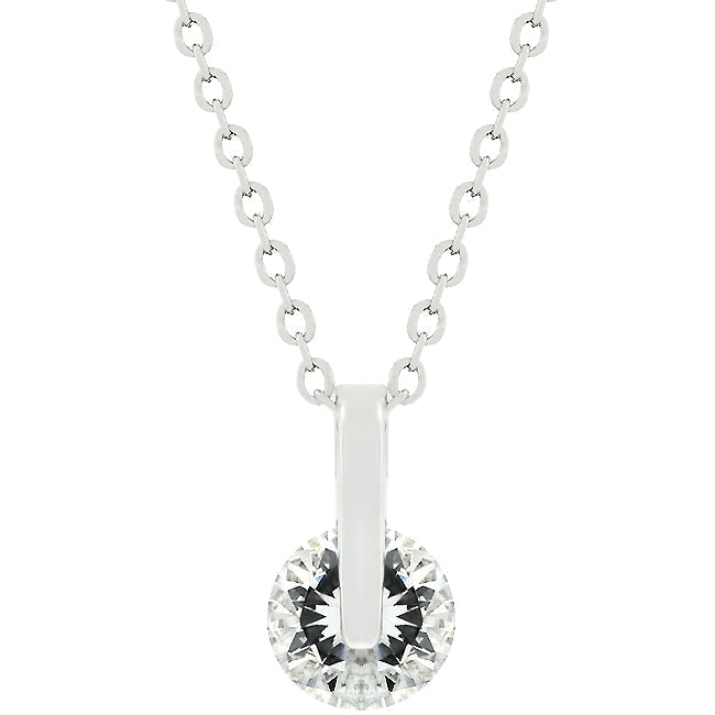 Avera Classic Solitaire Cubic Zirconia Pendant Necklace