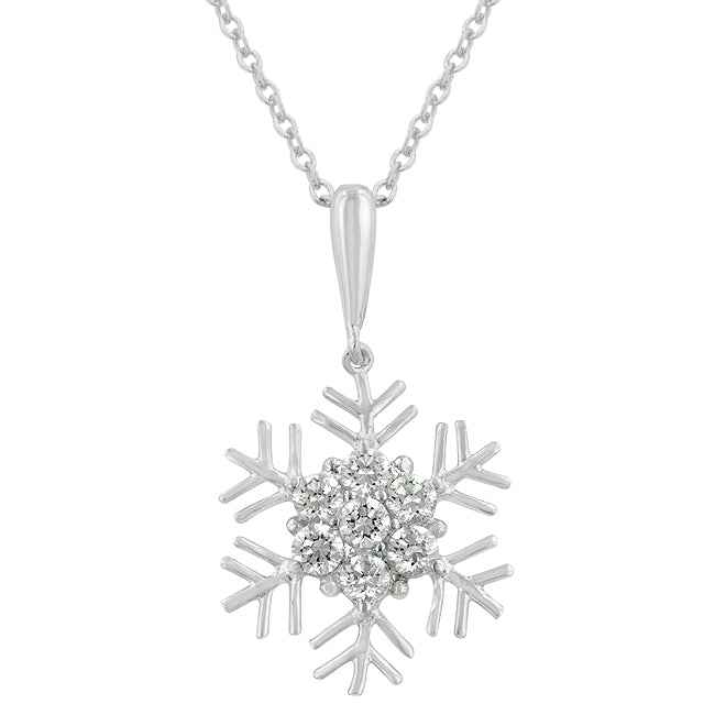 Avera Snowflake Cubic Zirconia Pendant in Sterling Silver