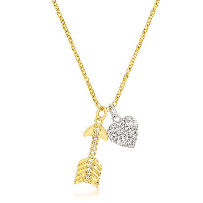 Avera Pave Heart and Arrow Pendant in Radiant Gold DestGlow