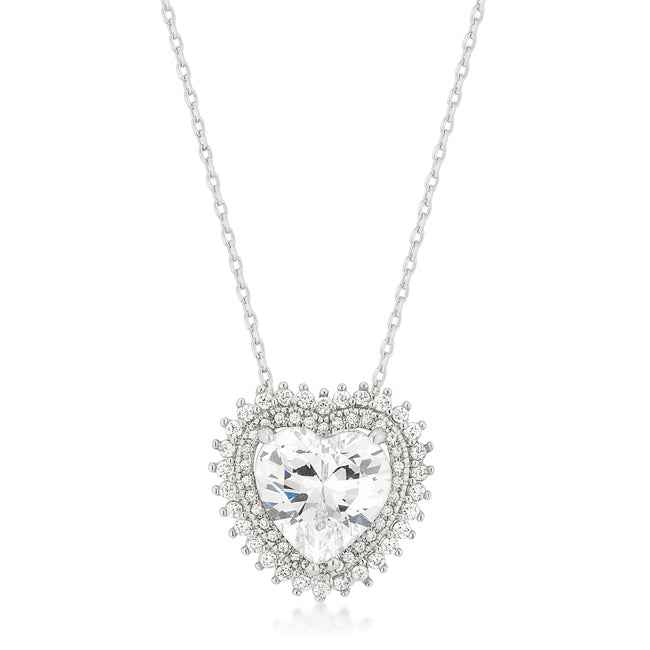 Avera Radiant Halo Heart Pendant in Sterling Silver DestGlow