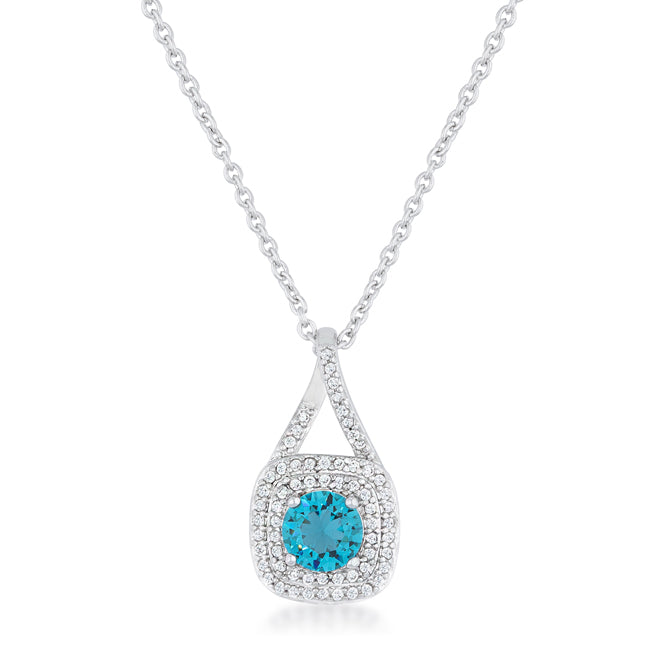 Avera Christal 1.2ct Cz Classic Necklace In Turquoise/Aqua