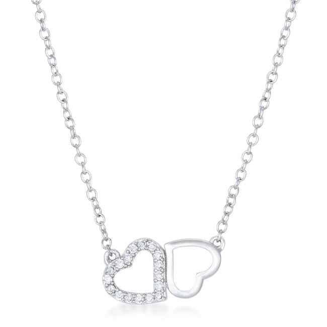 Sweet and Romantic Melded CZ Hearts Necklace