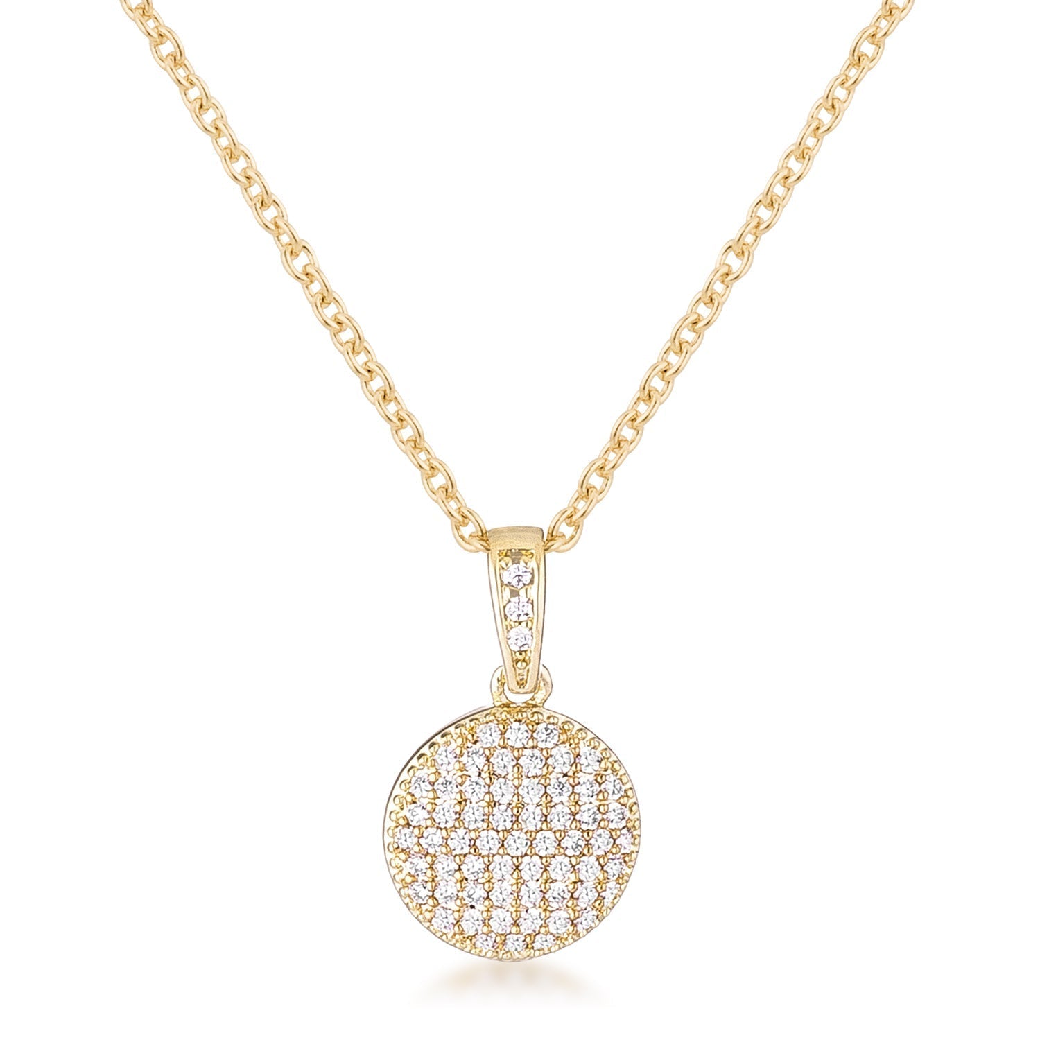 Avera Radiant CZ Disk Pendant Necklace in Pink
