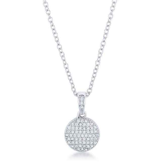 Avera Radiant CZ Disk Pendant Necklace in Pink DestGlow