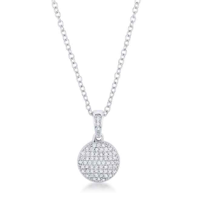 Avera Radiant CZ Disk Pendant Necklace in Pink