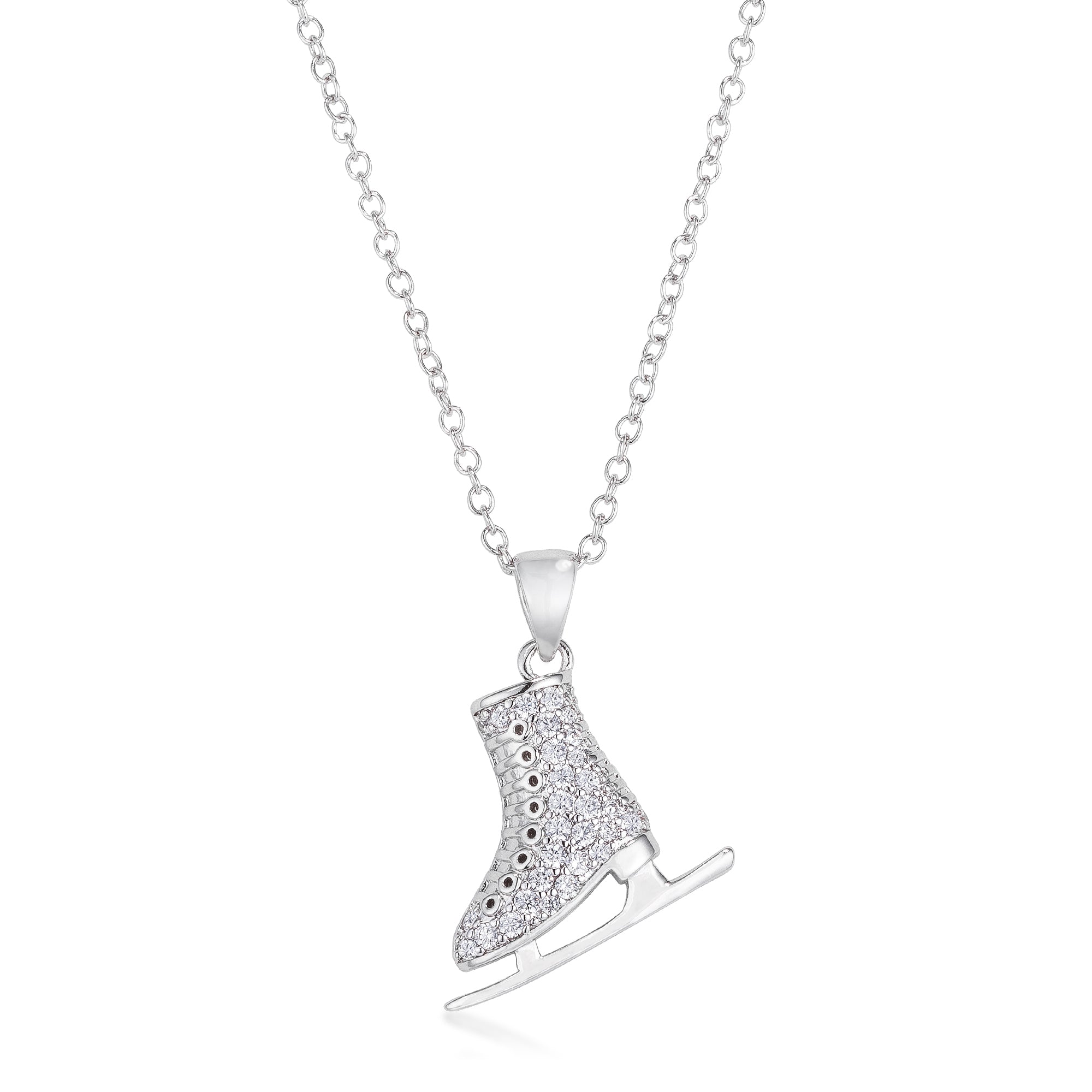 Delicate .4Ct Plated Ice Skate Pendant by Avera Group