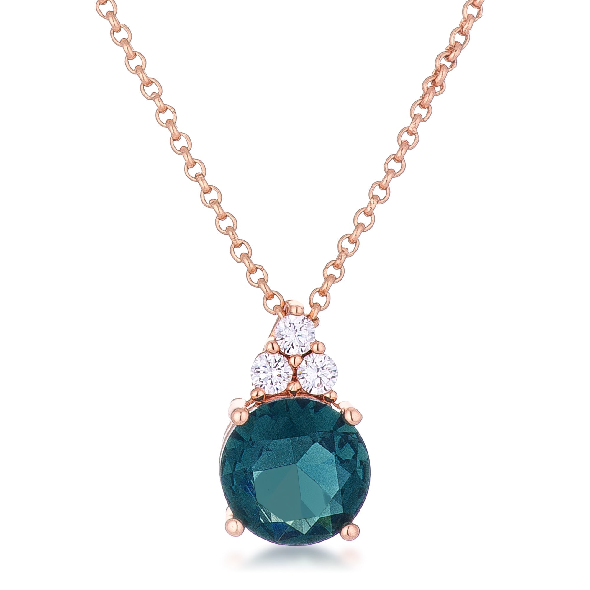 Avera Simple Plated 9mm Cubic Zirconia Pendant Necklace