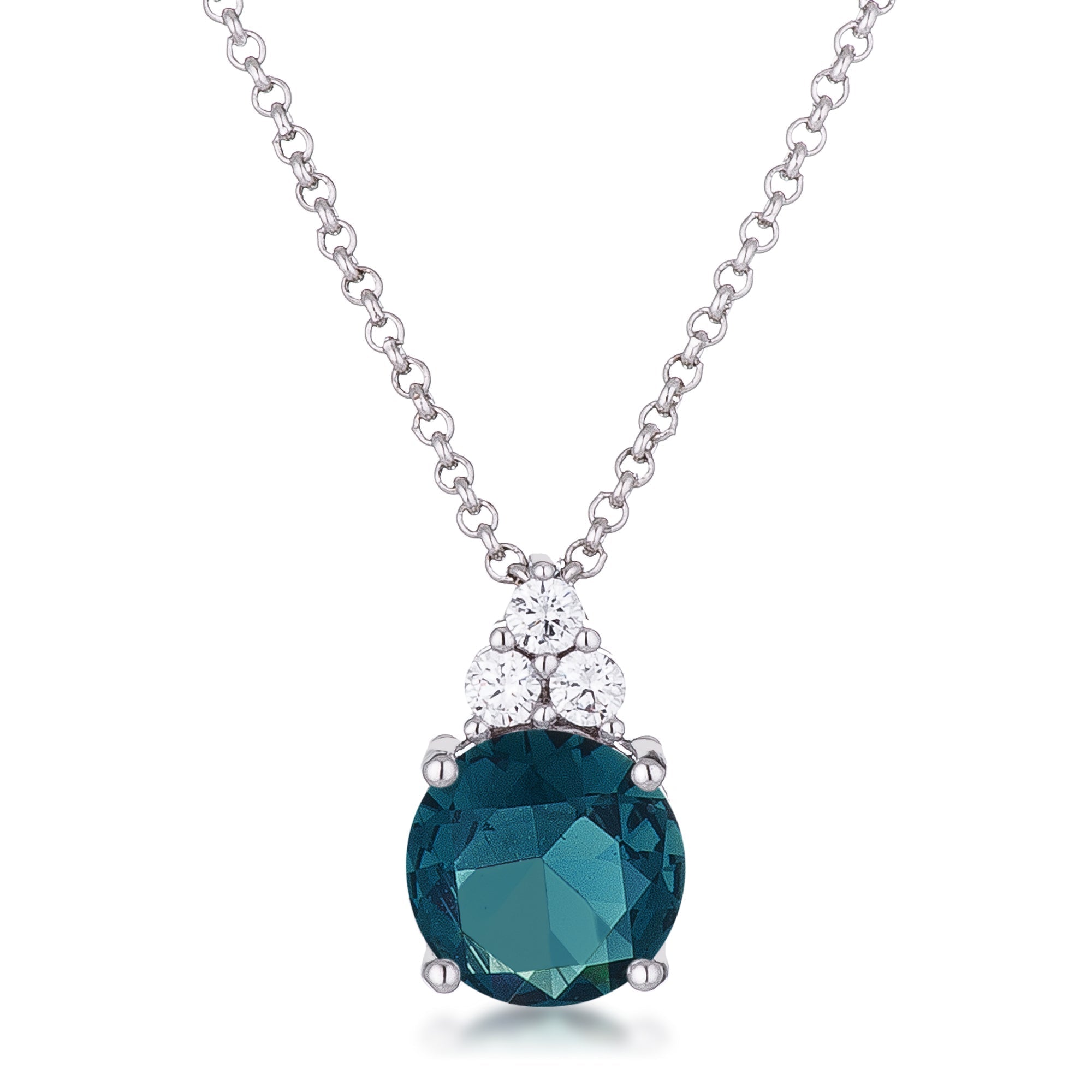 Avera Simple Plated 9mm Cubic Zirconia Pendant Necklace