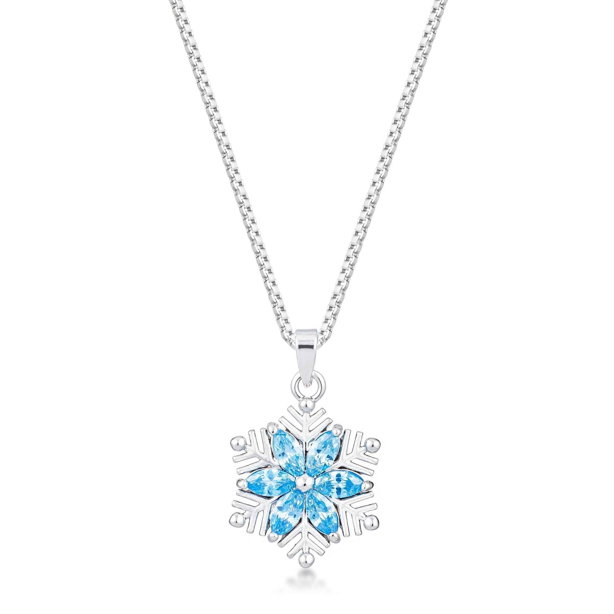 Avera Brilliant Marquise Snowflake Pendant in Sterling Silver