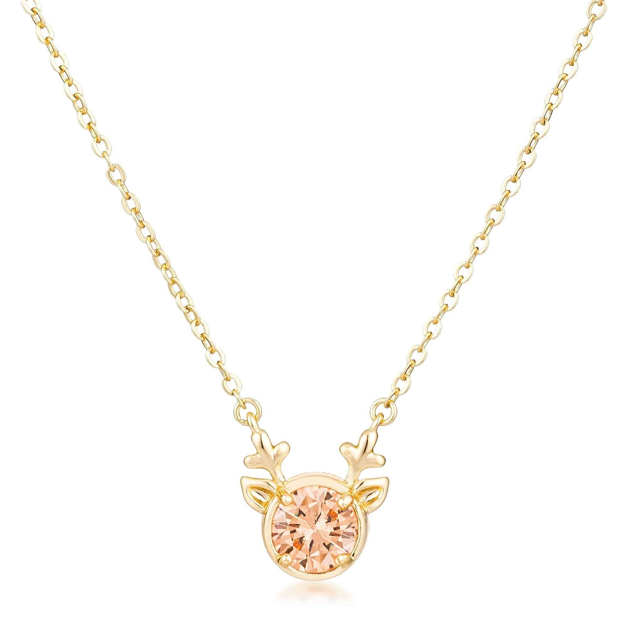 Avera Reversible Cubic Zirconia Reindeer Pendant Necklace DestGlow