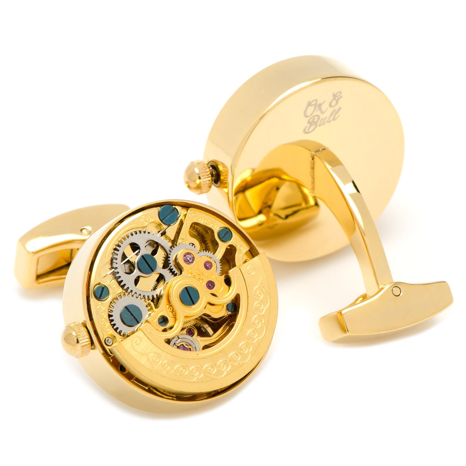 Gold on Gold Kinetic Watch Movement Cufflinks by Cufflinks.com