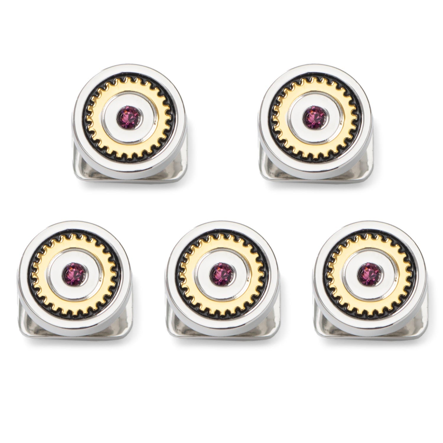 Gear Amethyst Stone 5-Studs by Cufflinks.com